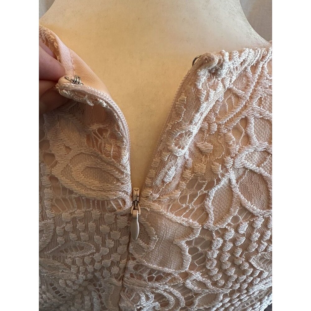 Sharagano Lace Sheath Dress Women 8 Pink Sleeveless Modest Lined Scalloped Hem - Picture 10 of 12